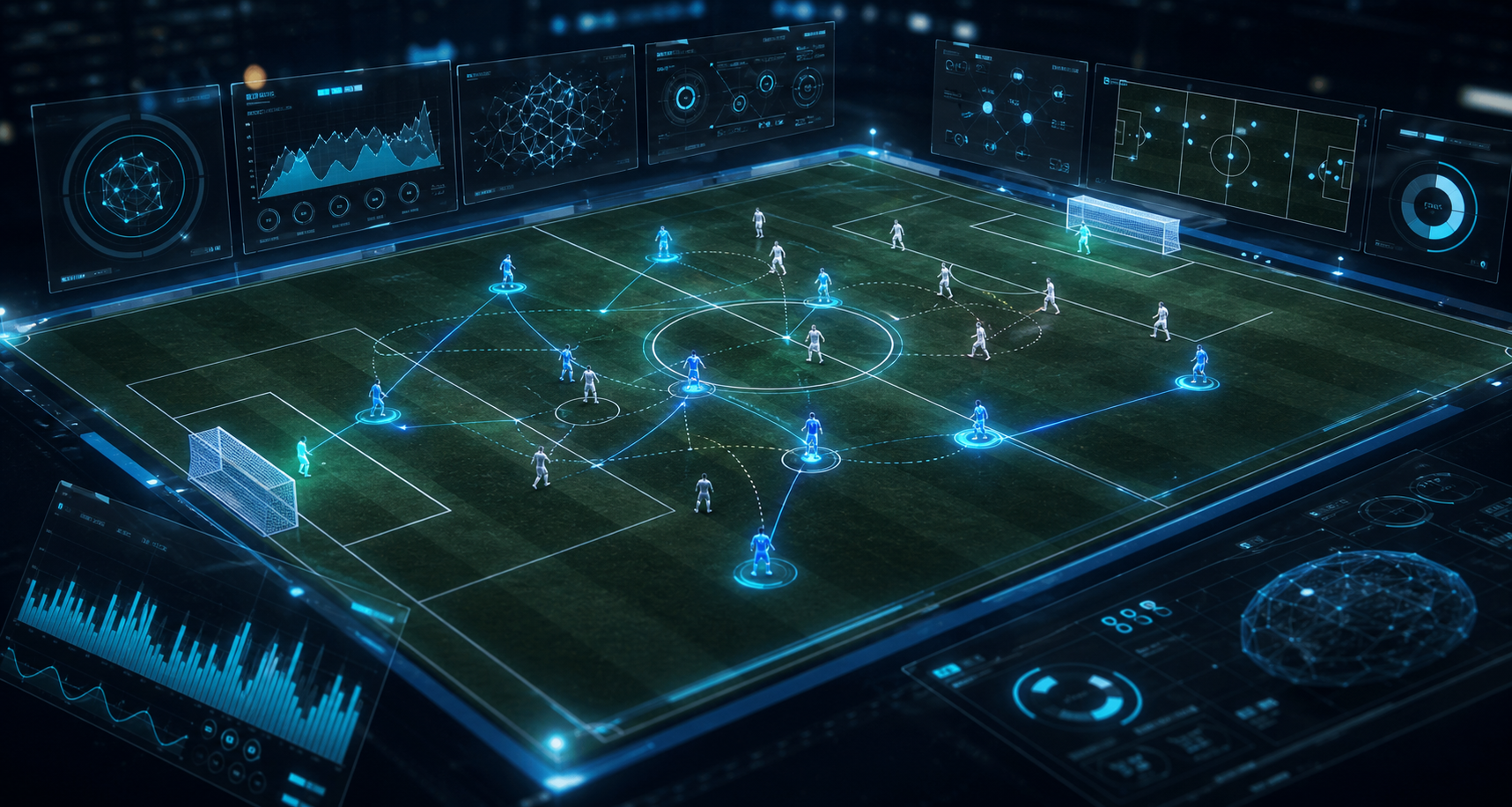 Inteligencia artificial analizando datos de un partido de fútbol
