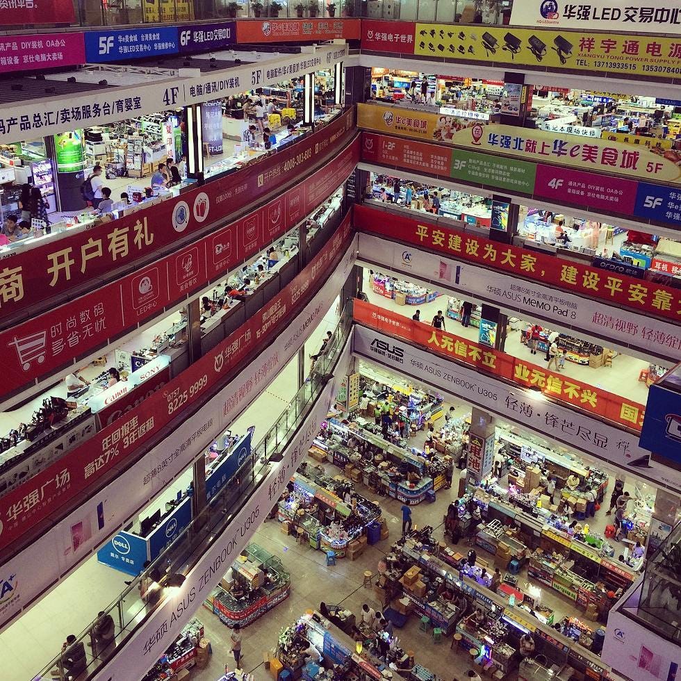 Mercado de electrónica en Huaqiangbei