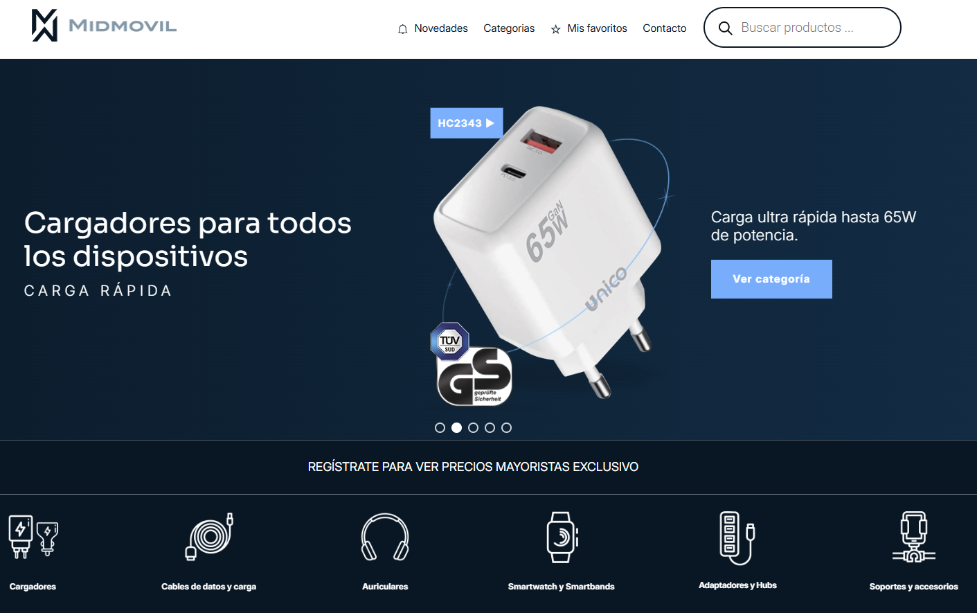 Vista de la tienda online de Midmovil